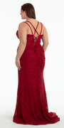 Sweetheart Lace Strappy Back Column Dress with Heat Set Stones - Camille La Vie