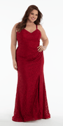Sweetheart Lace Strappy Back Column Dress with Heat Set Stones - Camille La Vie