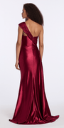 burgundy/size/2/missy/Camille La Vie/Stretch Satin One Shoulder Column Dress with Cascade/back