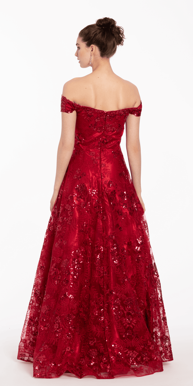Off the Shoulder Floral Embroidered A Line Dress - Camille La Vie