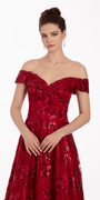 Off the Shoulder Floral Embroidered A Line Dress - Camille La Vie