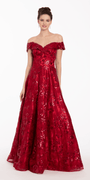 Off the Shoulder Floral Embroidered A Line Dress - Camille La Vie