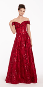 Off the Shoulder Floral Embroidered A Line Dress - Camille La Vie