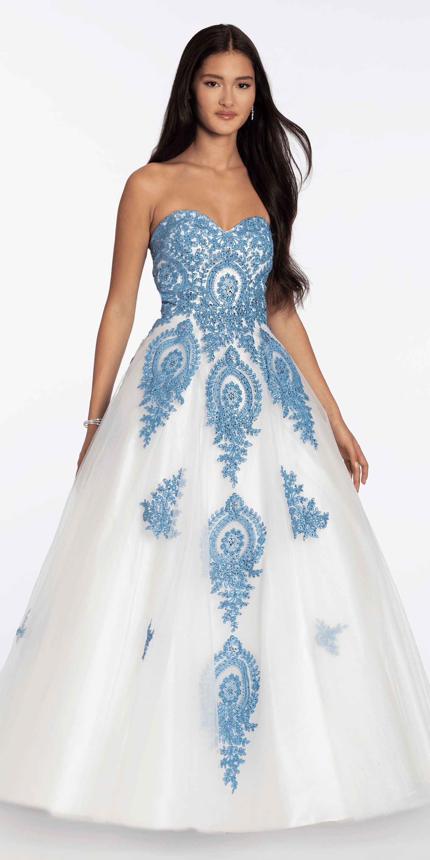 Strapless Beaded Embroidered Tulle Ballgown - Camille La Vie