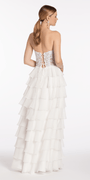 Embroidered Strapless Chiffon Tiered Corset Ballgown - Camille La Vie