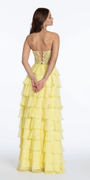 Embroidered Strapless Chiffon Tiered Corset Ballgown - Camille La Vie