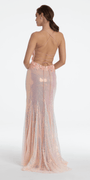 3 D Embroidered Pearl and Sequin Column Dress with Side Slit - Camille La Vie