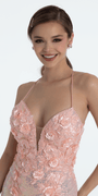 3 D Embroidered Pearl and Sequin Column Dress with Side Slit - Camille La Vie