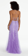 Strappy Back Embroidered Applique Mesh Dress with Godets - Camille La Vie