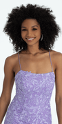 Strappy Back Embroidered Applique Mesh Dress with Godets - Camille La Vie
