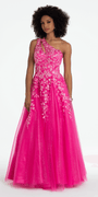 One Shoulder Keyhole Embroidered Tulle Ballgown - Camille La Vie