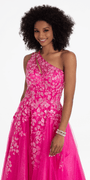 One Shoulder Keyhole Embroidered Tulle Ballgown - Camille La Vie