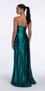 Sweetheart Sparkle Stretch Satin Column Dress with Side Drape - Camille La Vie