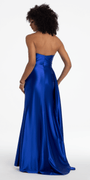 Sweetheart Sparkle Stretch Satin Column Dress with Side Drape - Camille La Vie
