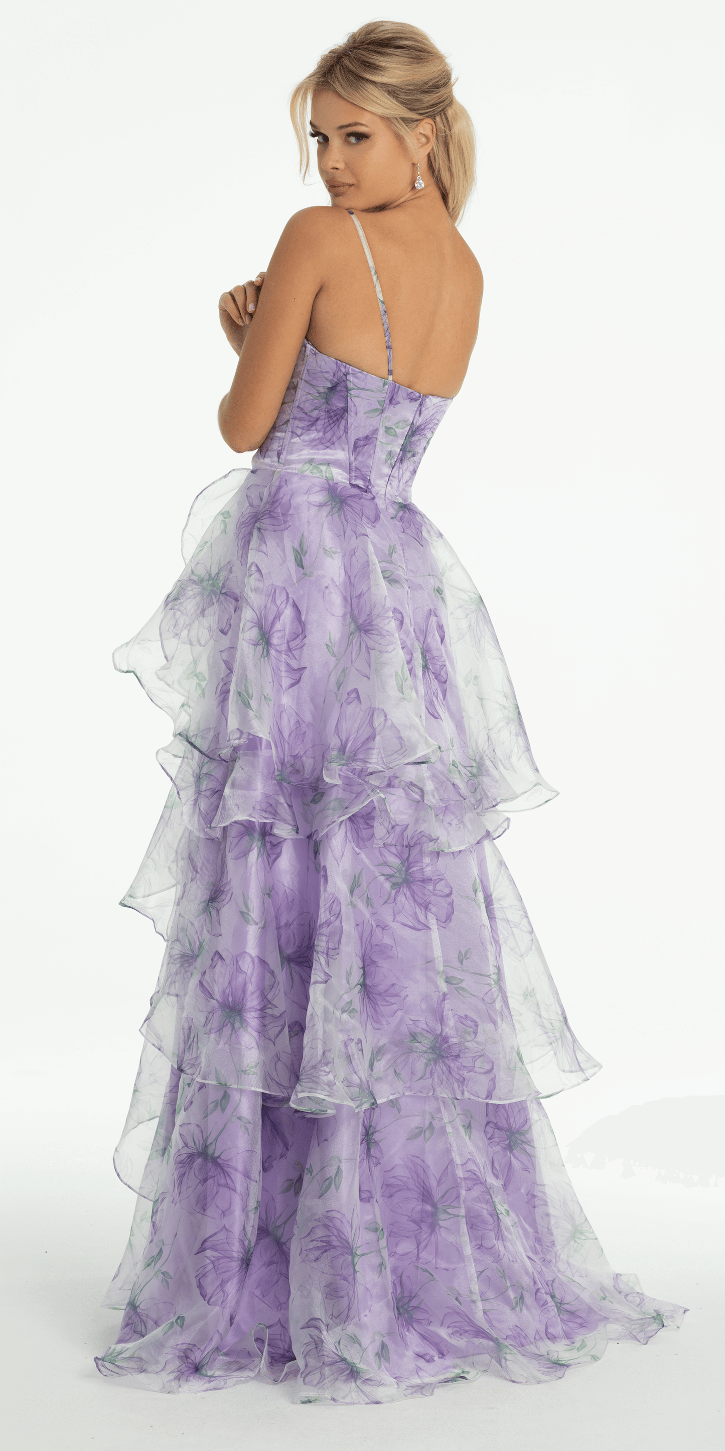 Floral Organza Tiered Corset Ballgown - Camille La Vie
