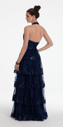 Mesh Embroidered Tiered Halter A Line Dress - Camille La Vie