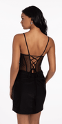 Beaded Sweetheart Sheer Corset Bodycon Dress - Camille La Vie