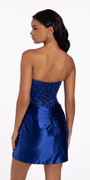 Strapless Satin Embellished Bodycon Dress with Ruching - Camille La Vie