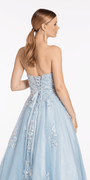Strapless Embellish Glitter Ballgown with Floral Appliques - Camille La Vie