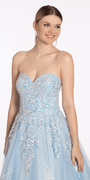 Strapless Embellish Glitter Ballgown with Floral Appliques - Camille La Vie