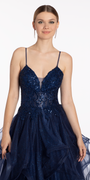 Sequin Plunge Corset Tulle Tiered Ballgown - Camille La Vie