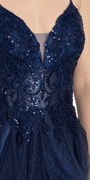 Sequin Plunge Corset Tulle Tiered Ballgown - Camille La Vie