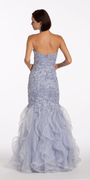Floral Embellished Strapless Mermaid Dress with Horsehair Godets - Camille La Vie
