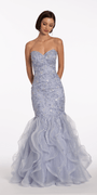 Floral Embellished Strapless Mermaid Dress with Horsehair Godets - Camille La Vie