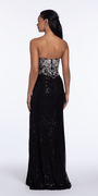Beaded Strapless Sequin Column Dress with Ruching - Camille La Vie