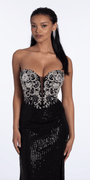 Beaded Strapless Sequin Column Dress with Ruching - Camille La Vie