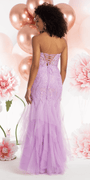 Embroidered Strapless Glitter Mesh Corset Mermaid Dress with Tendrils - Camille La Vie