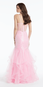 Sweetheart Sequin Mesh Corset Tiered Mermaid Dress - Camille La Vie