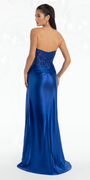 Satin Sequin Strapless Corset Dress with Side Slit - Camille La Vie