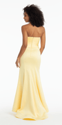 Strapless Pleated Cut Out Double Bow Trumpet Dress - Camille La Vie