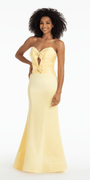 Strapless Pleated Cut Out Double Bow Trumpet Dress - Camille La Vie
