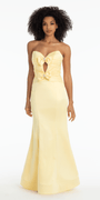 Strapless Pleated Cut Out Double Bow Trumpet Dress - Camille La Vie