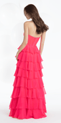 Strapless Beaded Drape Chiffon Corset A Line Dress with Tiers - Camille La Vie