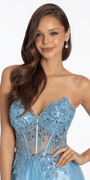 Strapless Sweetheart Glitter Tulle Corset Ballgown - Camille La Vie