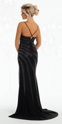Shimmer Knit Criss Cross Sweetheart Column Dress with Heat Set Stones - Camille La Vie