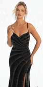 Shimmer Knit Criss Cross Sweetheart Column Dress with Heat Set Stones - Camille La Vie