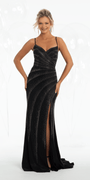 Shimmer Knit Criss Cross Sweetheart Column Dress with Heat Set Stones - Camille La Vie