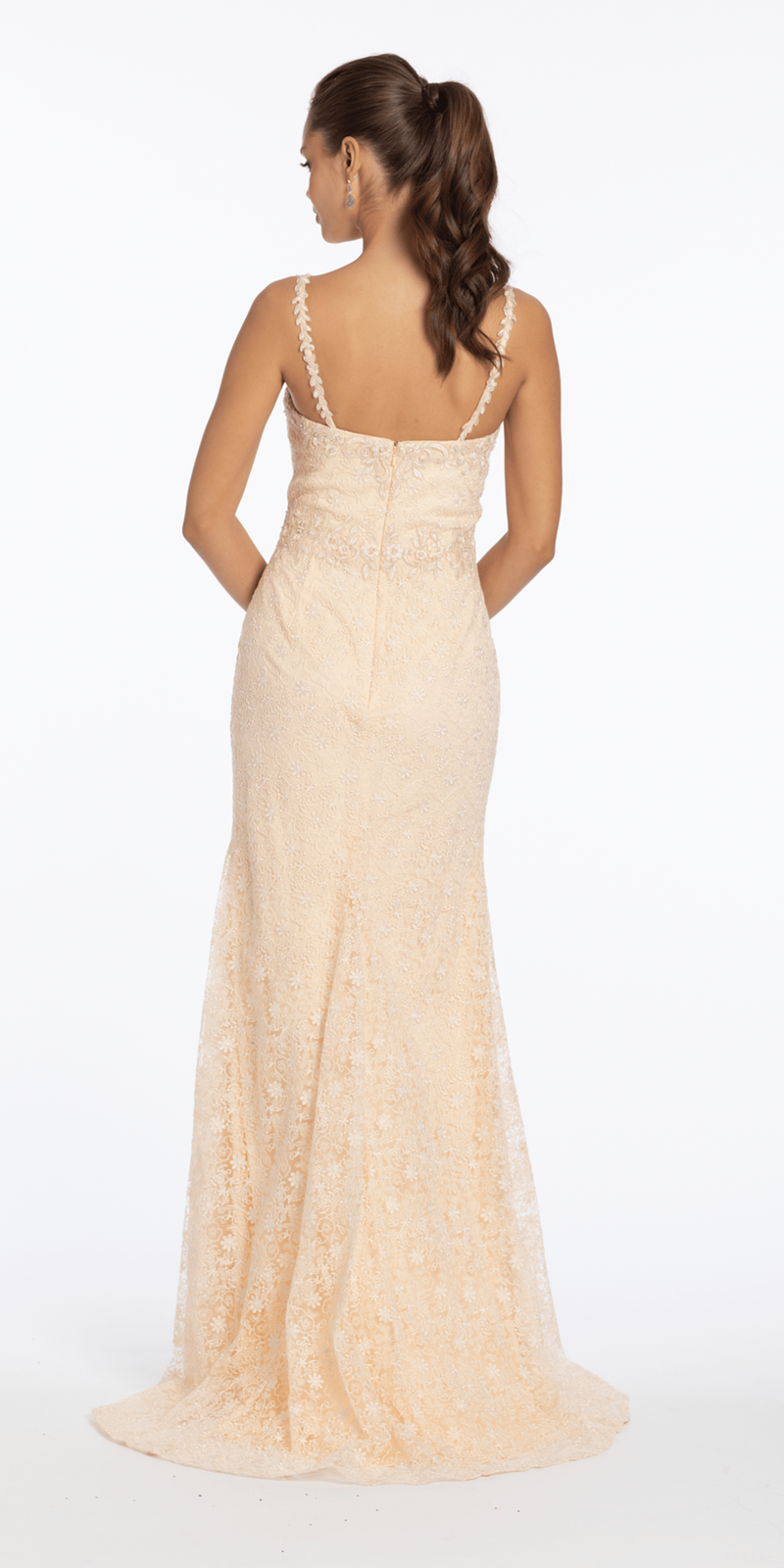 Sweetheart Lace Trumpet Dress with Pearl Detail - Camille La Vie