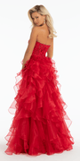 Strapless Embroidered Organza Corset Ballgown with Ruffles - Camille La Vie