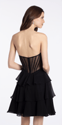 black/size/4/missy/Camille La Vie//Rhinestone Drape Neck Corset Fit and Flare Dress with Chiffon Tiers/back