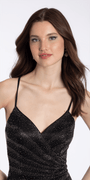 black-silver/size/4/missy/Camille La Vie/ Glitter Mesh Halter Bodycon Dress with Heat Set Stones/close up 2