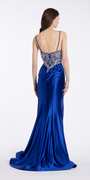 Camille La Vie Embroidered Sweetheart Satin Corset Trumpet Dress