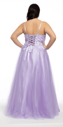 Tulle Lace Up Back Ballgown with 3D Appliques - Camille La Vie