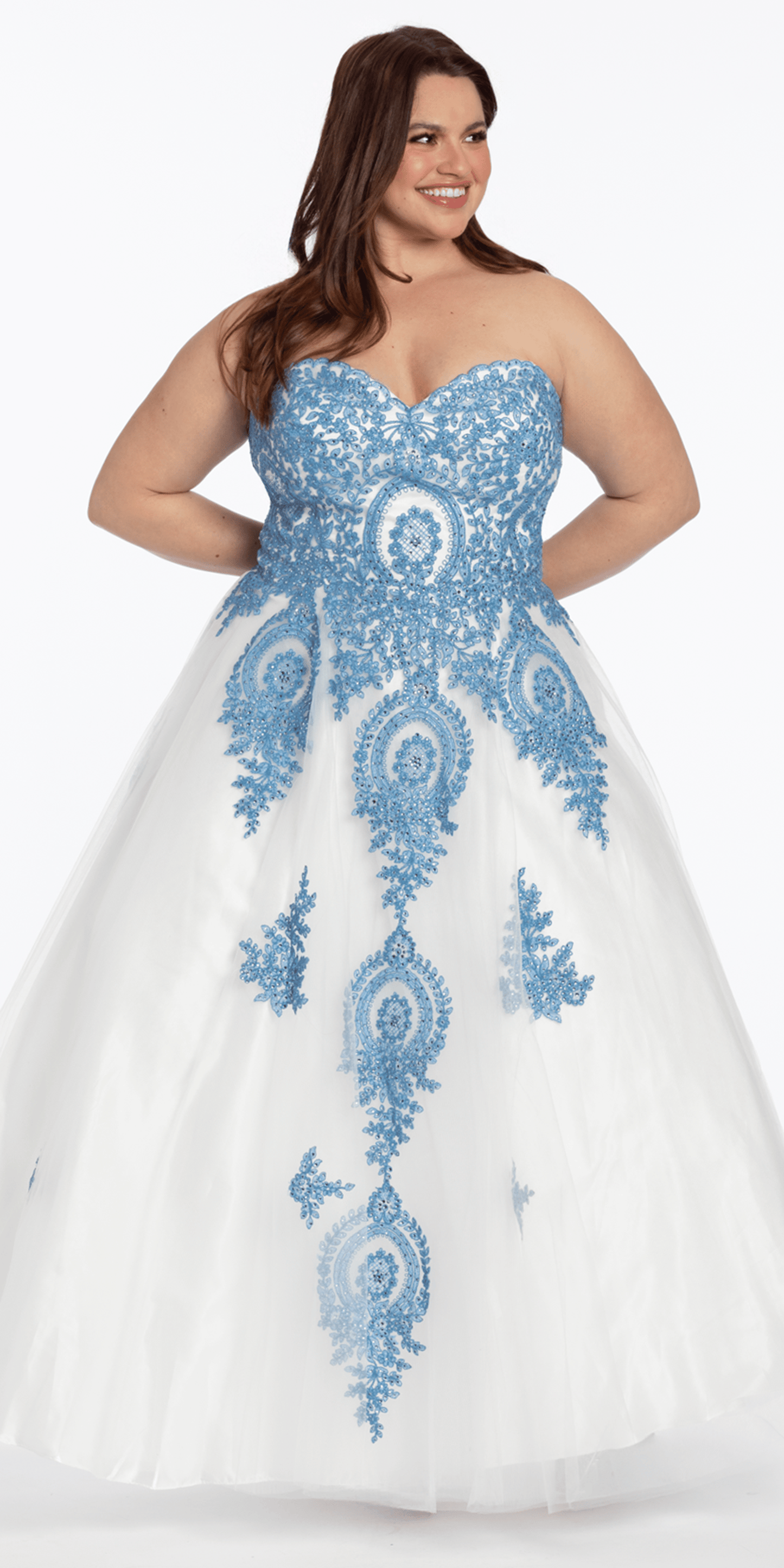 Strapless Beaded Embroidered Tulle Ballgown - Camille La Vie