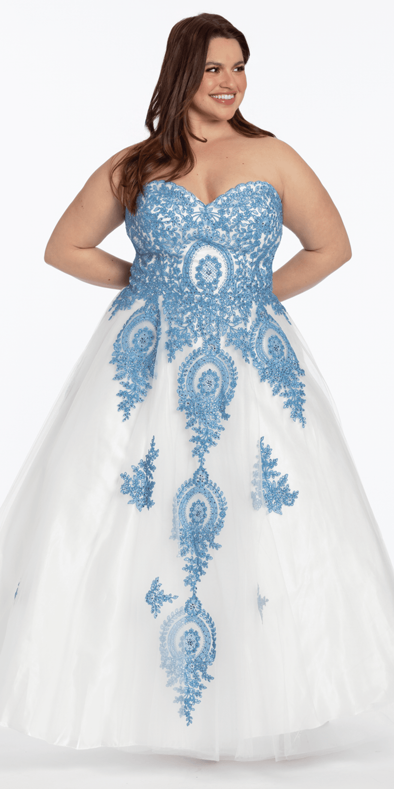 Strapless Beaded Embroidered Tulle Ballgown - Camille La Vie