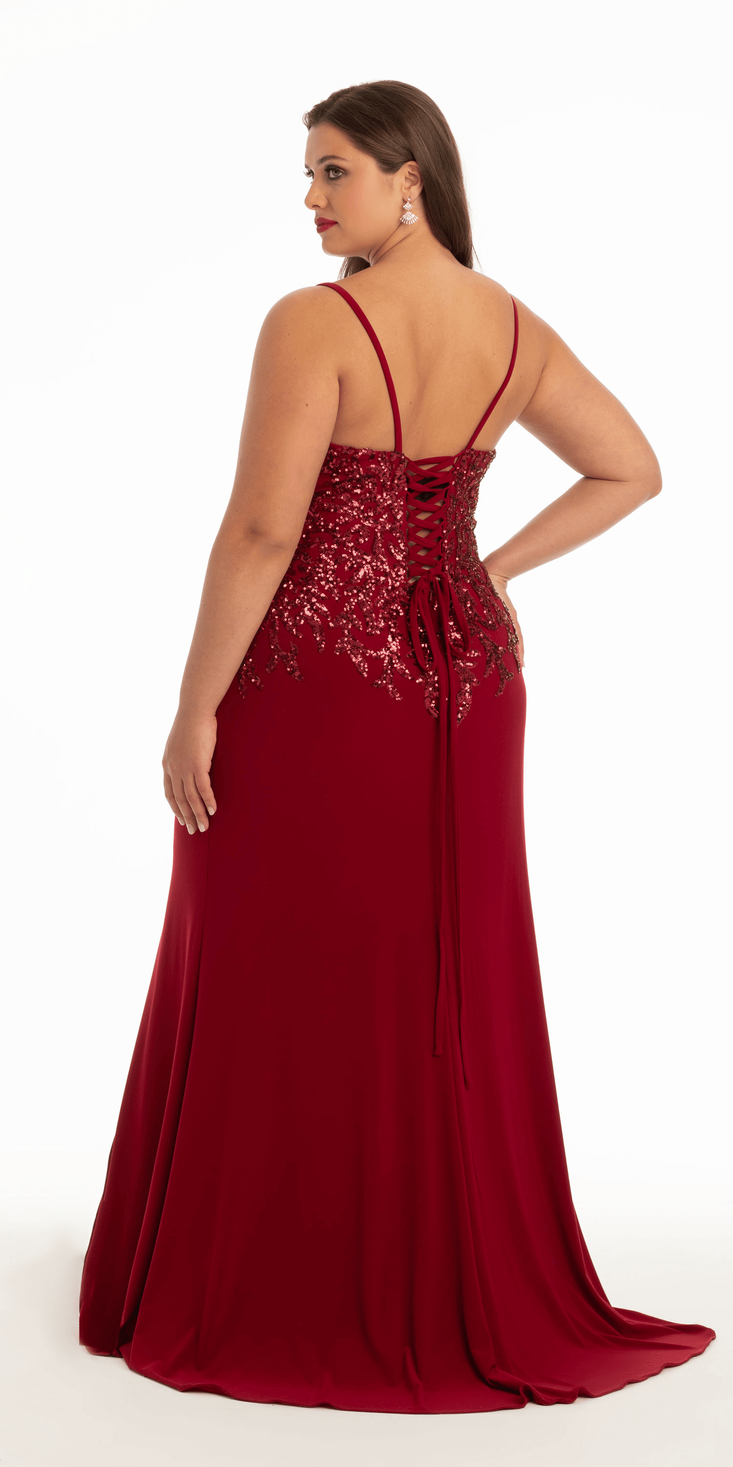 Jersey Tonal Sequin Dress with Side Slit - Camille La Vie